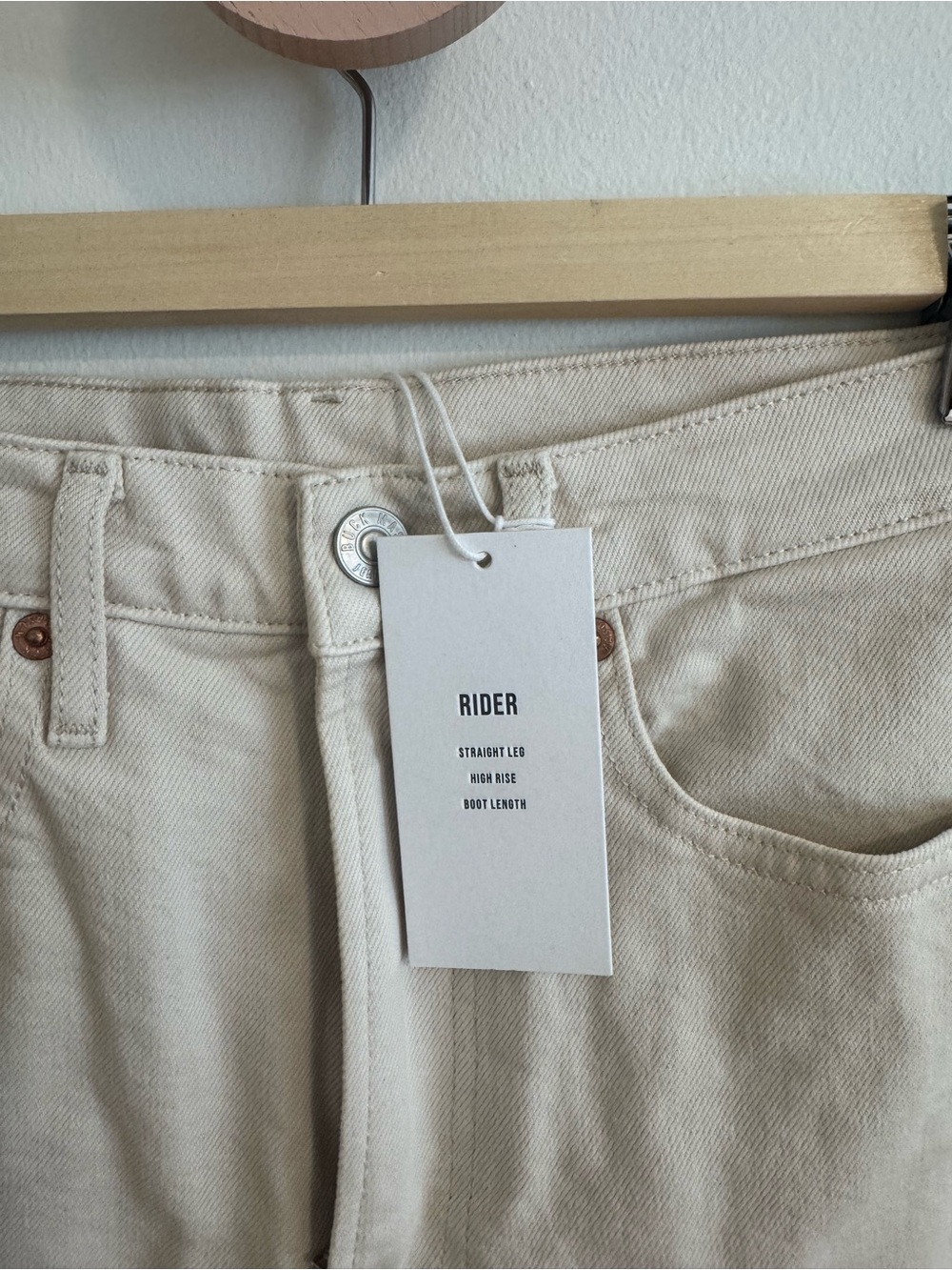 Buck Mason Rider Cream Straight-Leg Jeans - Picture 3 of 4